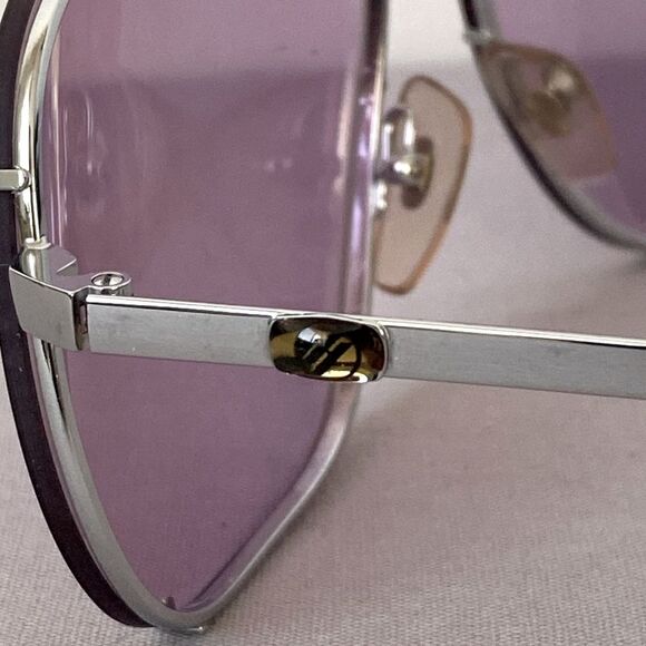 Vintage Purple Shade Aviator Sunglasses Silver Tone Frame Retro Boho